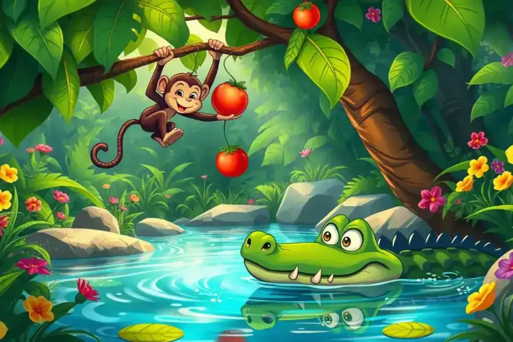 Crocodile and Monkey Story in English With Moral For Kids